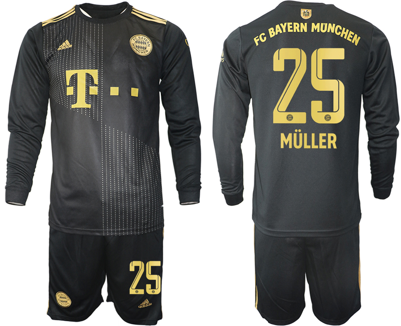 Men 2021-2022 Club Bayern Munich away black Long Sleeve #25 Soccer Jersey